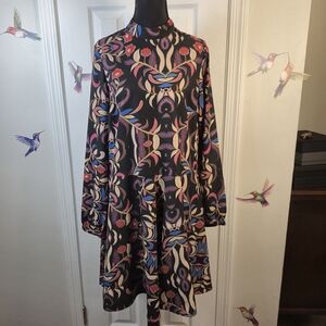 Vero Moda Floral Boho Mock Neck Long Sleeve Mini Dress S